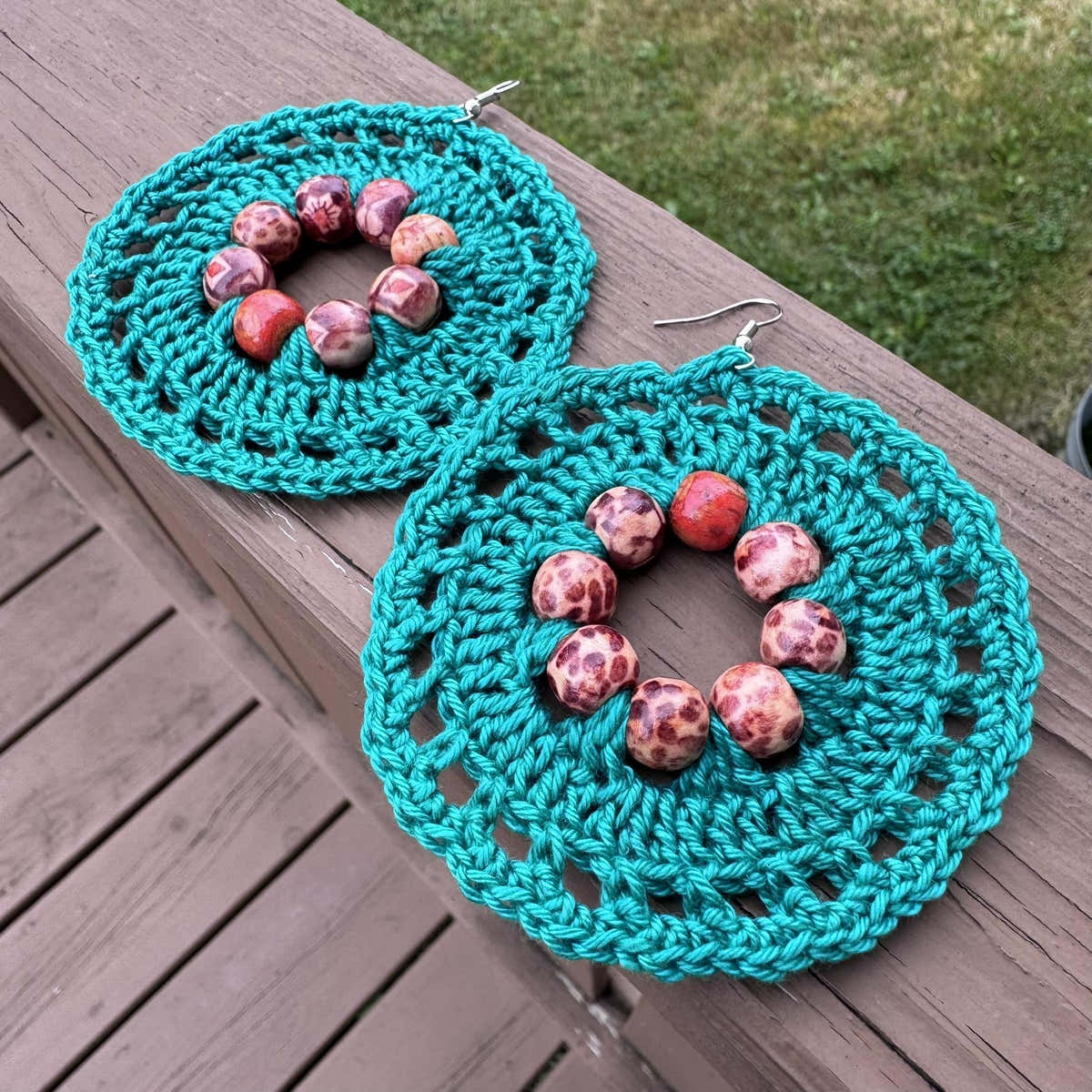 Beaded circle earrings
