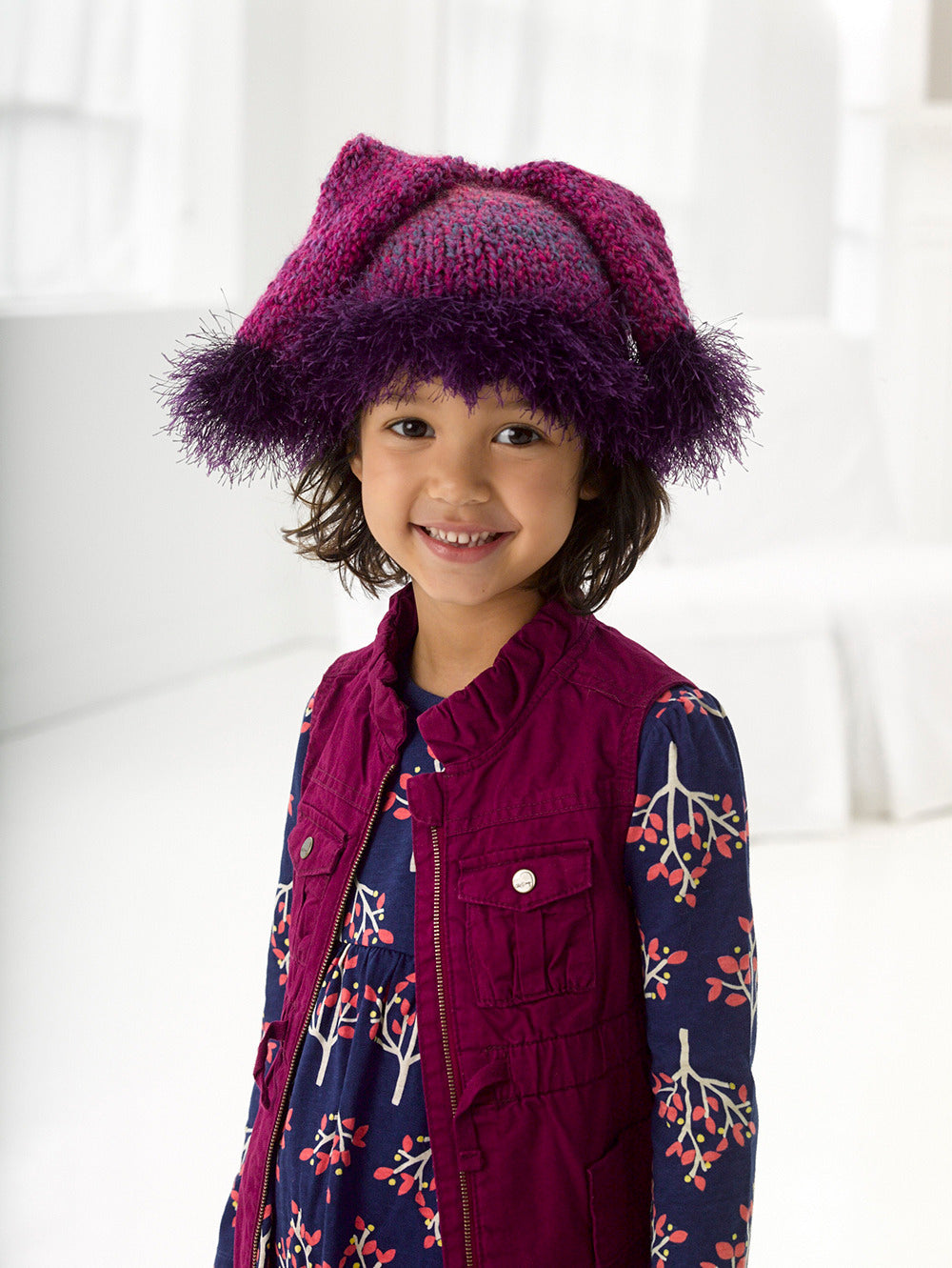 Double Tail Hat in Lion Brand Fun Fur and Homespun - L20607