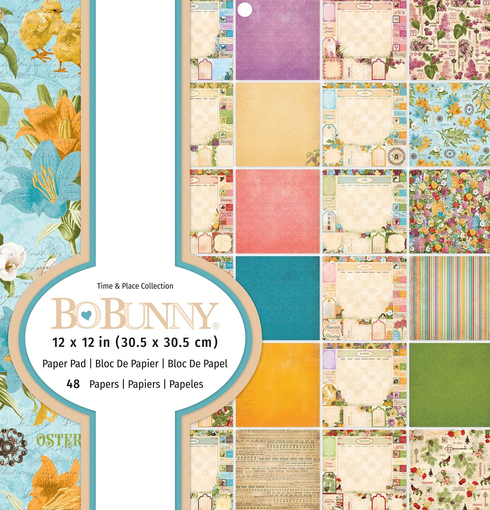 American Crafts BoBunny Single-Sided Paper Pad 12"X12" 48/Pkg - Time & Place, 24 Designs/2 Each