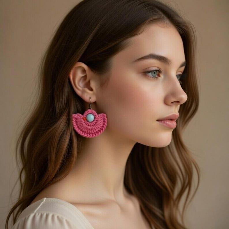 Crochet Half-Circle Earrings Pattern – Irish Lace Jewelry PDF + Video Tutorial