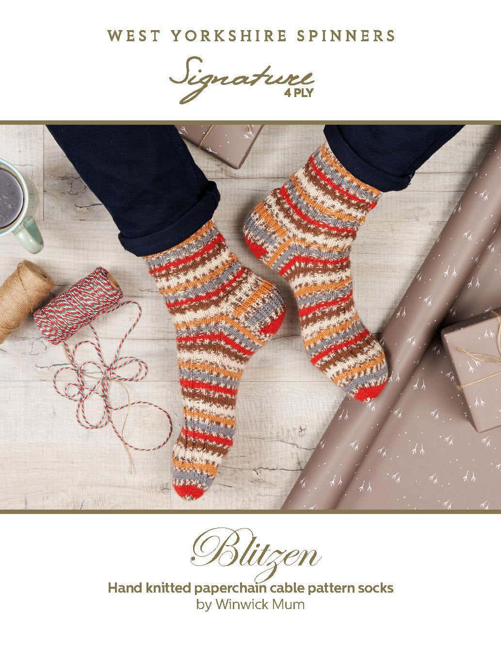 Blitzen Paperchain Cable Pattern Socks in Signature 4ply Robin in West Yorkshire Spinners - DBP0091 - Downloadable PDF