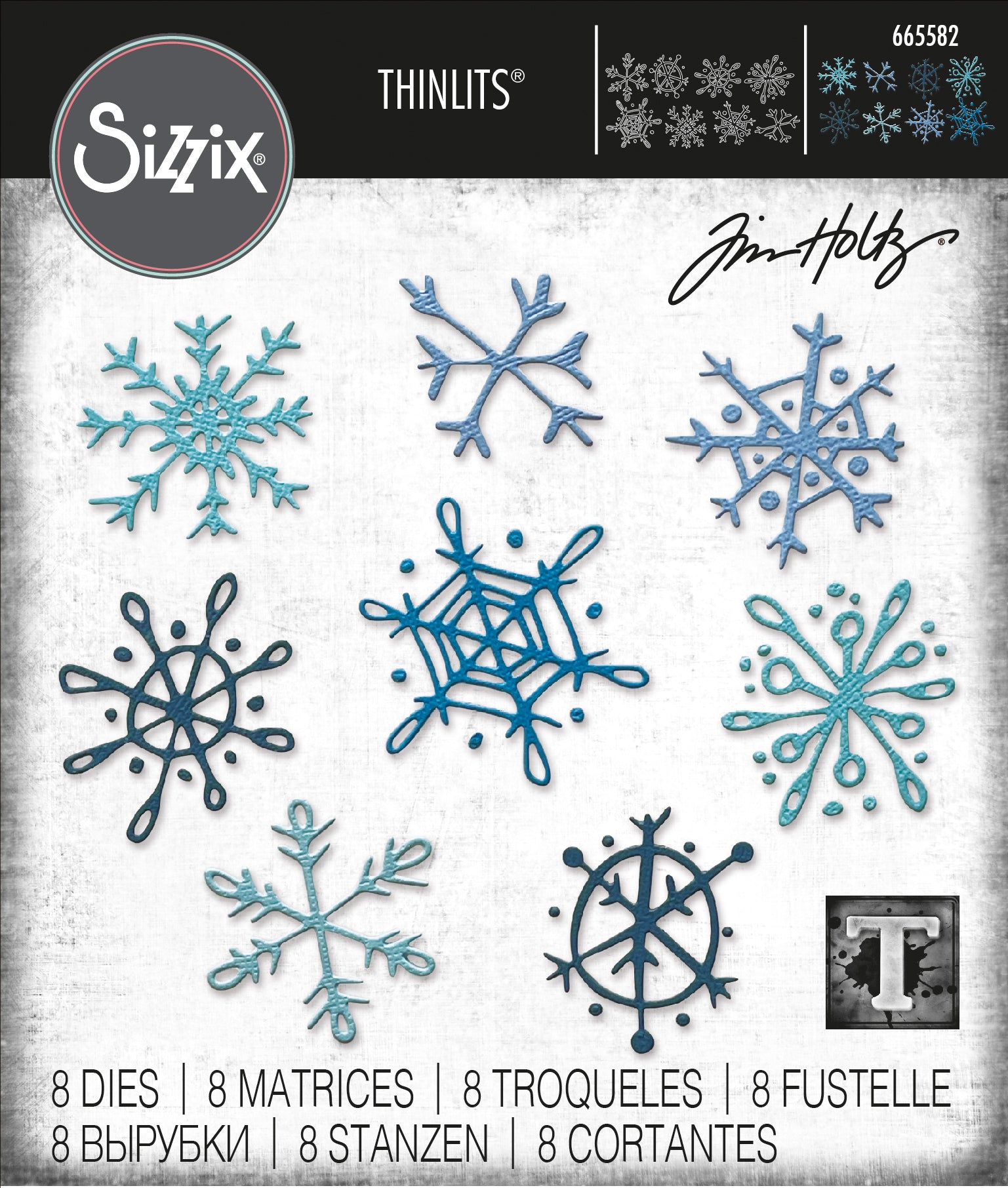Sizzix Thinlits Die Set 8PK - Scribbly Snowflakes