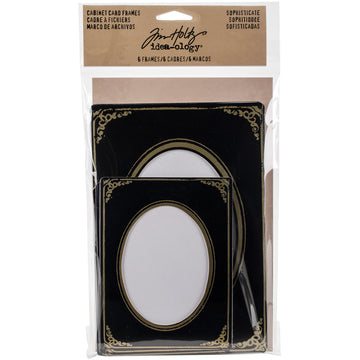 Advantus Idea-Ology Sophisticate Mini Cabinet Cards 6/Pkg - Black/Gold Holds 4"X6" & 3"X4" Photos