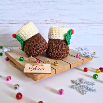 Christmas Pudding Baby Booties
