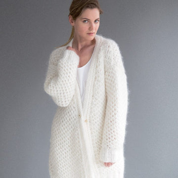 Brioche Cardigan in Rico Fashion Big Mohair Super Chunky and Essentials Mohair - 385 - Leaflet