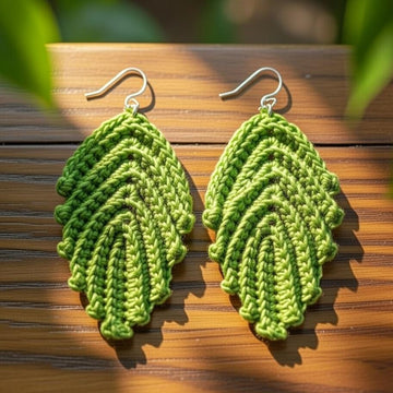 Crochet Leaf Earrings PDF Pattern + Video Tutorial