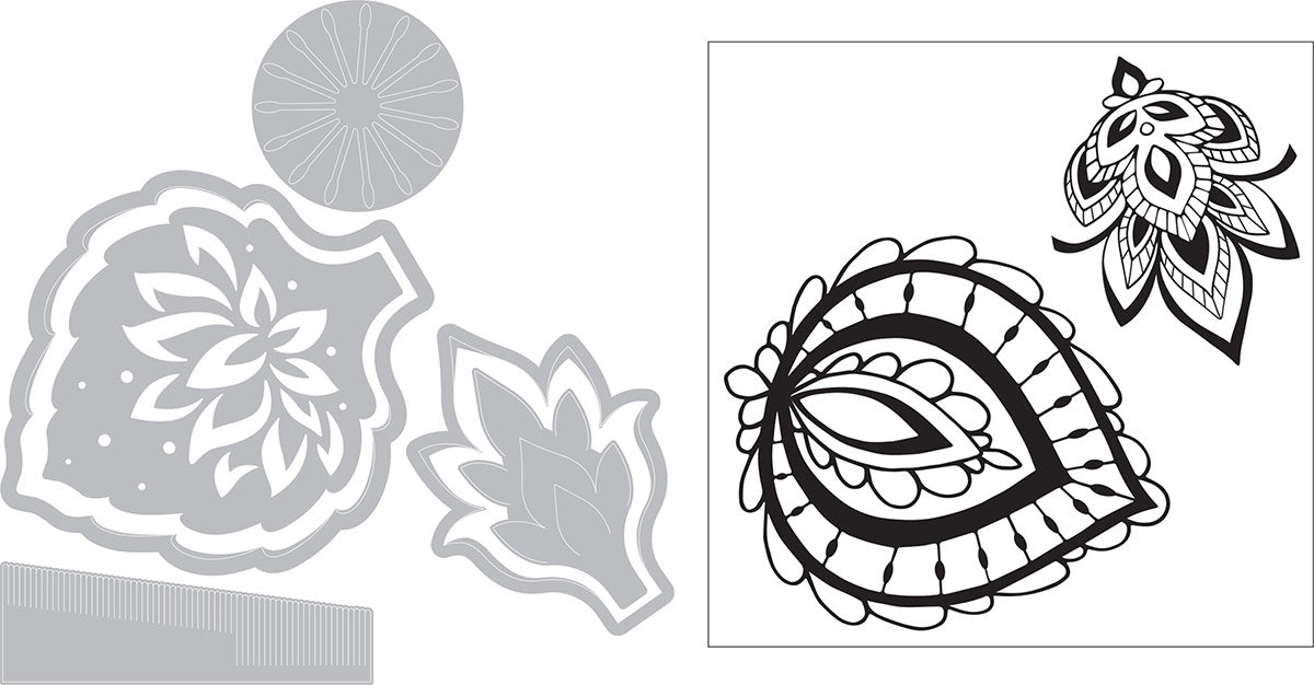 Sizzix Framelits Die & Stamp Set By David Tutera 6/Pkg - Lace Flower
