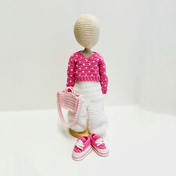 Snowboard doll pattern, amigurumi doll with clothes