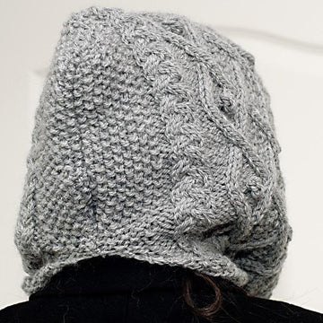 Marit - Hooded scarf with cables and nubs