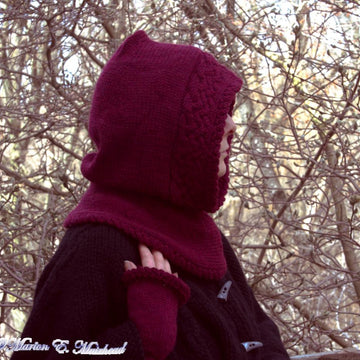 Seidr Cabled Hood, Headband & Wrist Cuffs