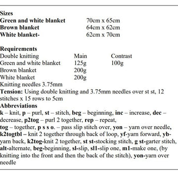 Knitting Pattern 3 baby blankets/afghans # 229