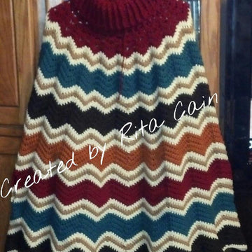 Cowl Neck Ripple Poncho