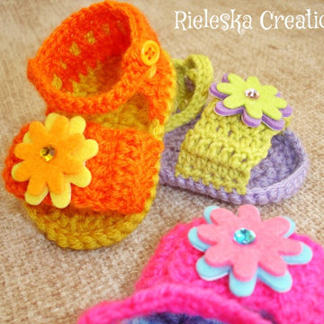 Coloured crochet sandals