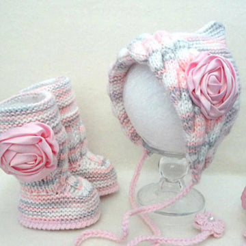 Knitting PATTERN Baby Set Hat and Shoes Baby Girl Newborn