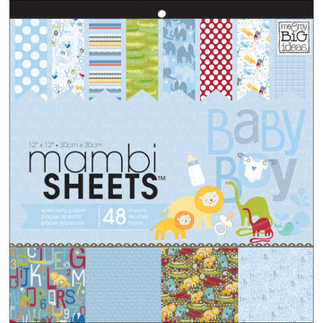 Mambi Specialty Cardstock Pad 12"X12" 48/Pkg - Oh Baby Boy