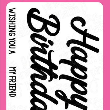 Pink & Main Clear Stamps 3"X4" - Happy Birthday Script