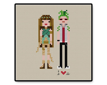 Cleo and Deuce In Love - PDF Cross Stitch Pattern
