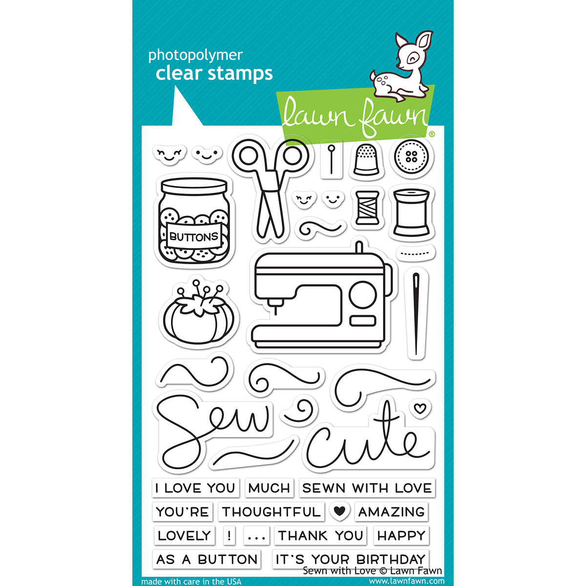 Lawn Fawn Clear Stamps 4"X6" - Sewn With Love