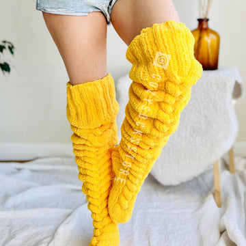 Plush cable stockings