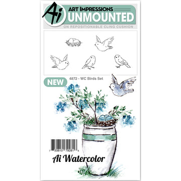 Art Impressions Watercolor Cling Rubber Stamps - Birds