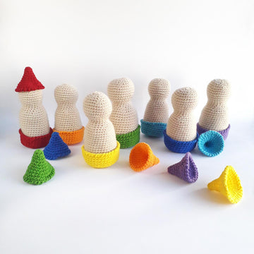 Waldorf rainbow doll in cups