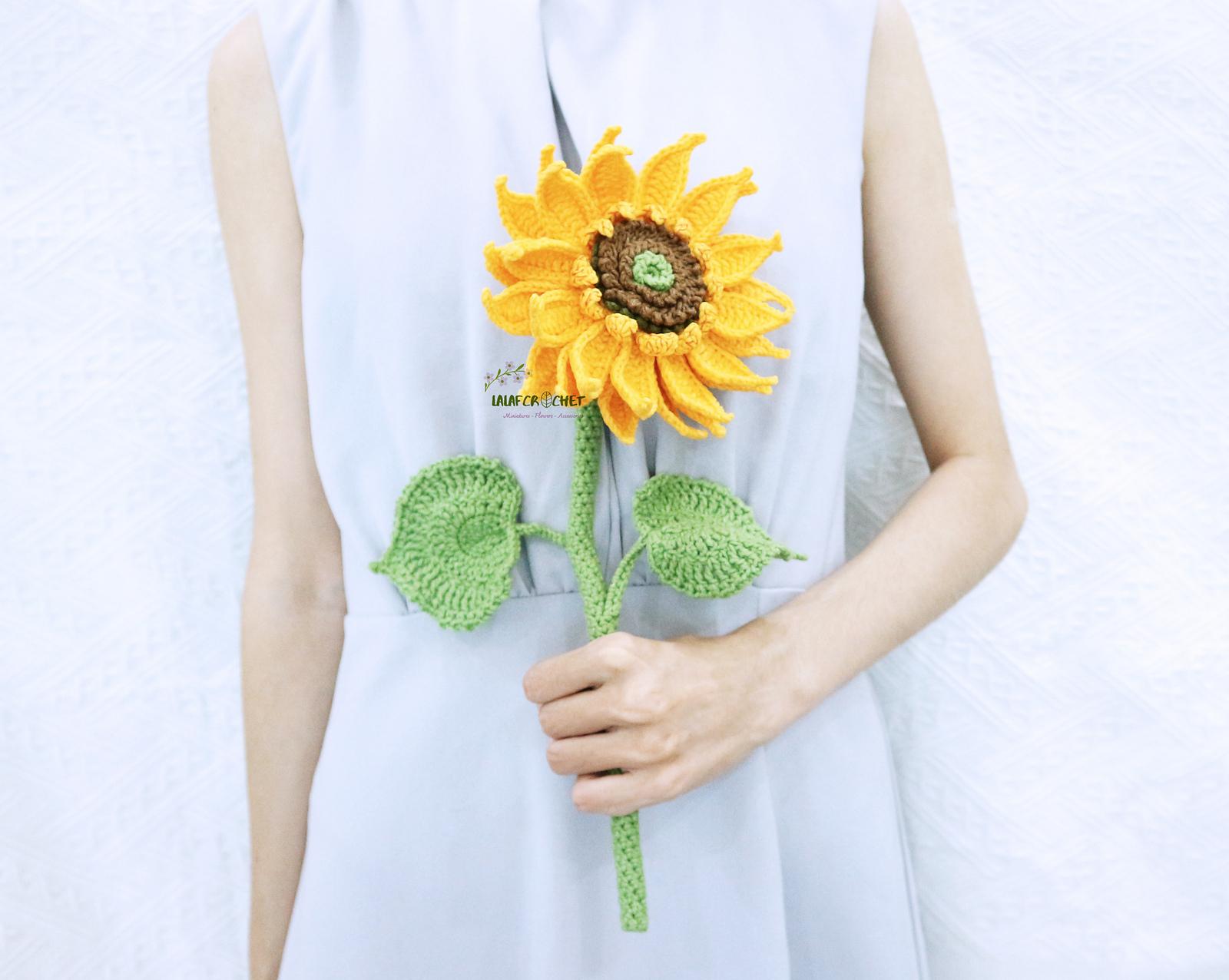 Sunflower with stem and leaves