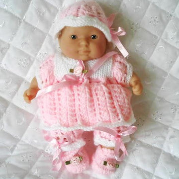 Berenguer Dolls clothes knitting pattern, Dress, Hat and Shoes