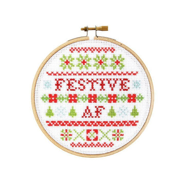 The Stranded Stitch Festive AF Cross Stitch Kit - 5 inches
