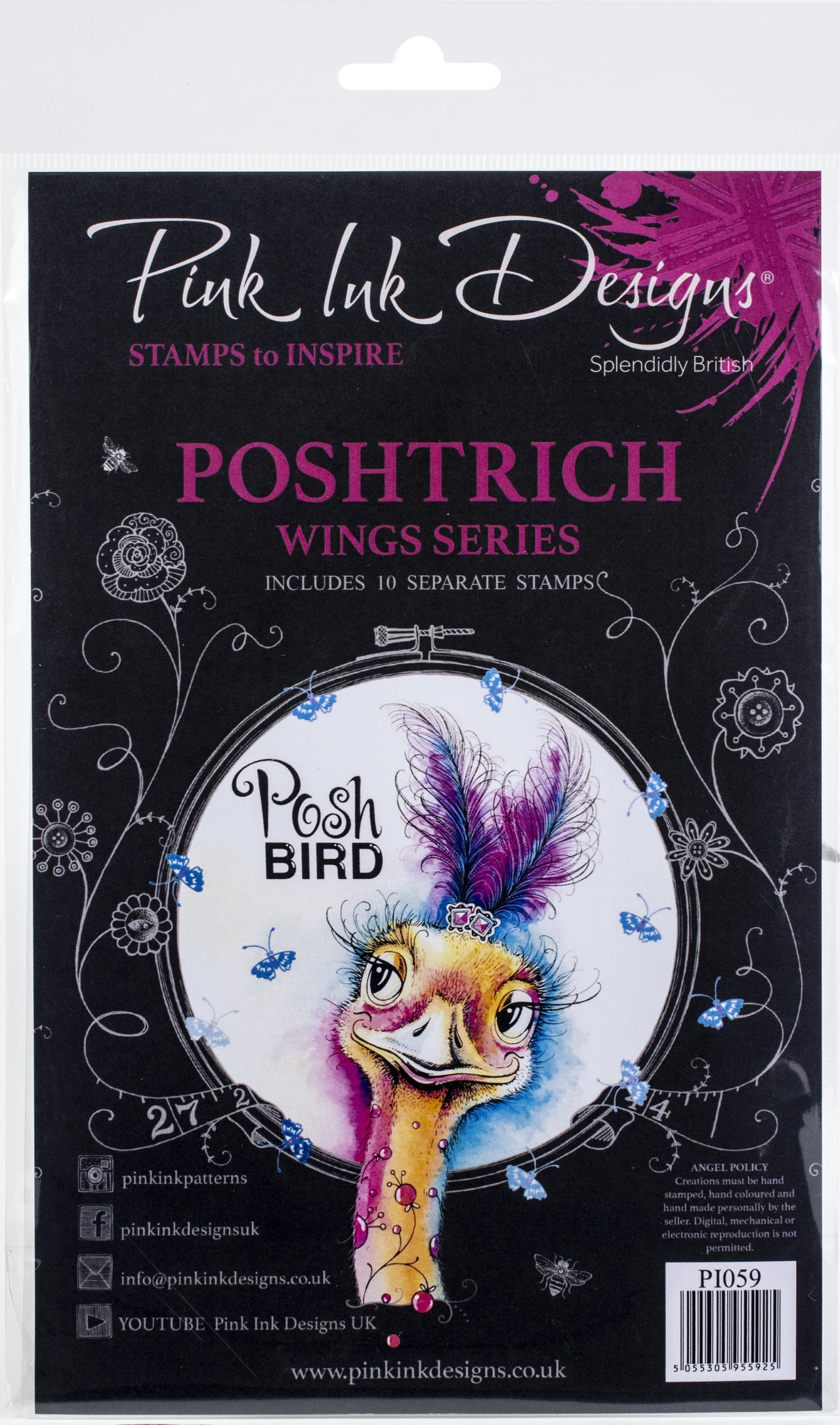 Creative Expressions Pink Ink Designs A5 Clear Stamp Set - Postrich