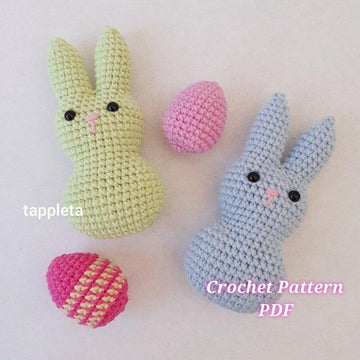 Marshmallow Bunny and Egg crochet pattern, Peep bunny pattern, Easter Egg pattern, Easter Bunny simple crochet, Easter pattern no sew