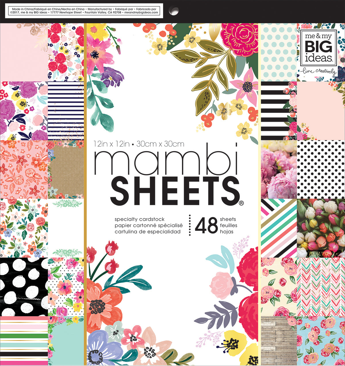 Mambi Single-Sided Paper Pad 12"X12" 48/Pkg - Botanicals
