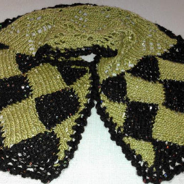 Entrelac Edged Triangle Lace Cowl with Pin