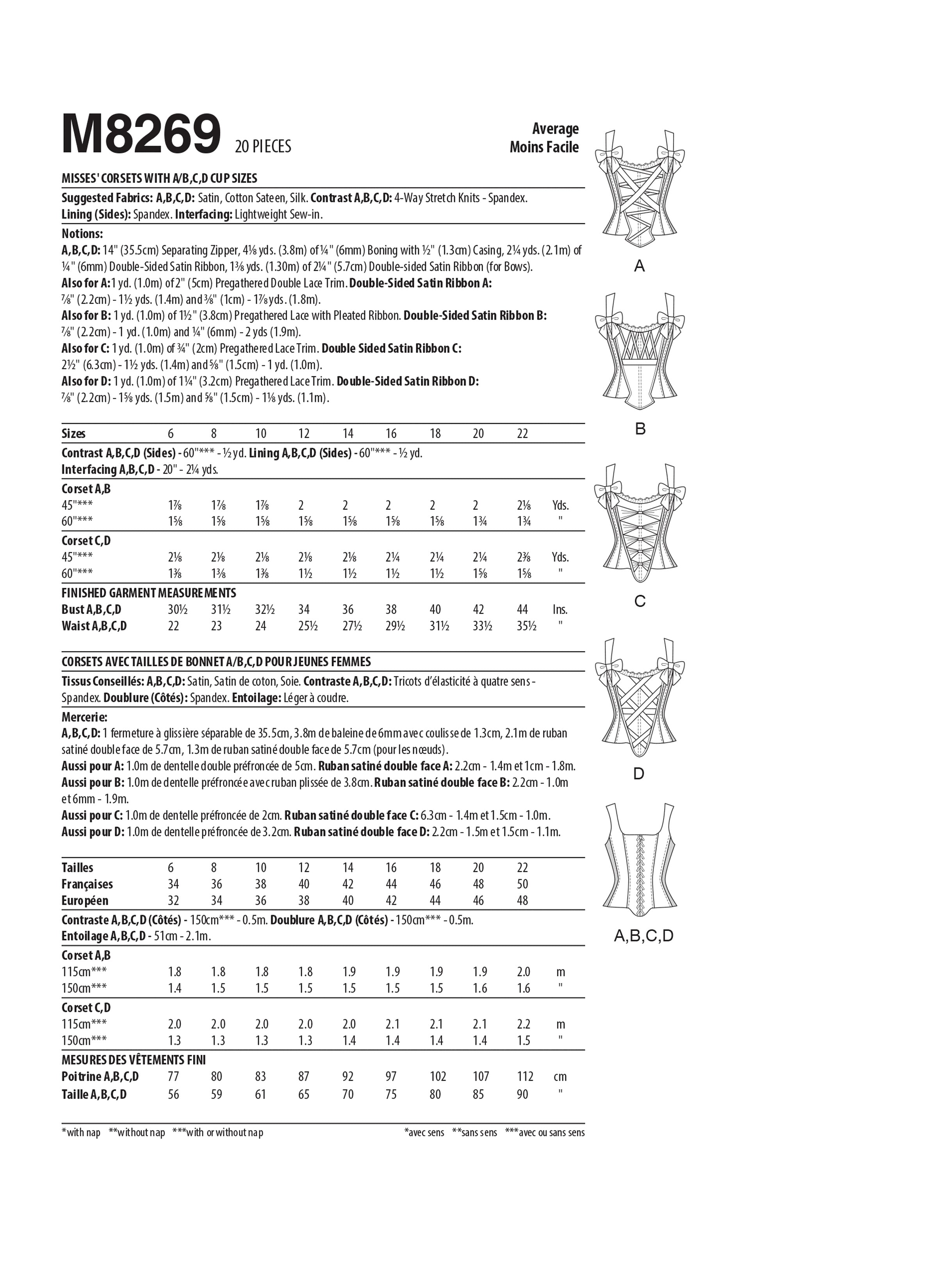 McCall's Misses' Corsets M8269 - Sewing Pattern