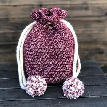 Drawstring Pom Pom Bag