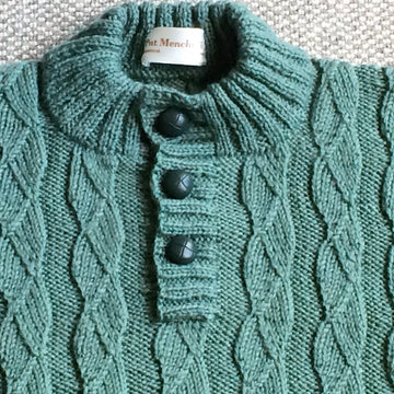 Ribbed Sweater with Button Neck