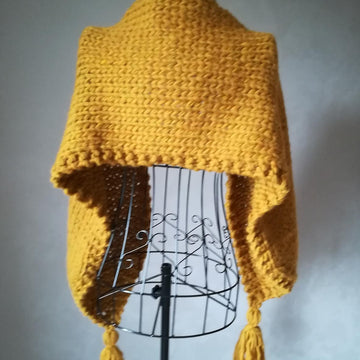 Mustard Maxi scarf stole with Tassels / Echarpe