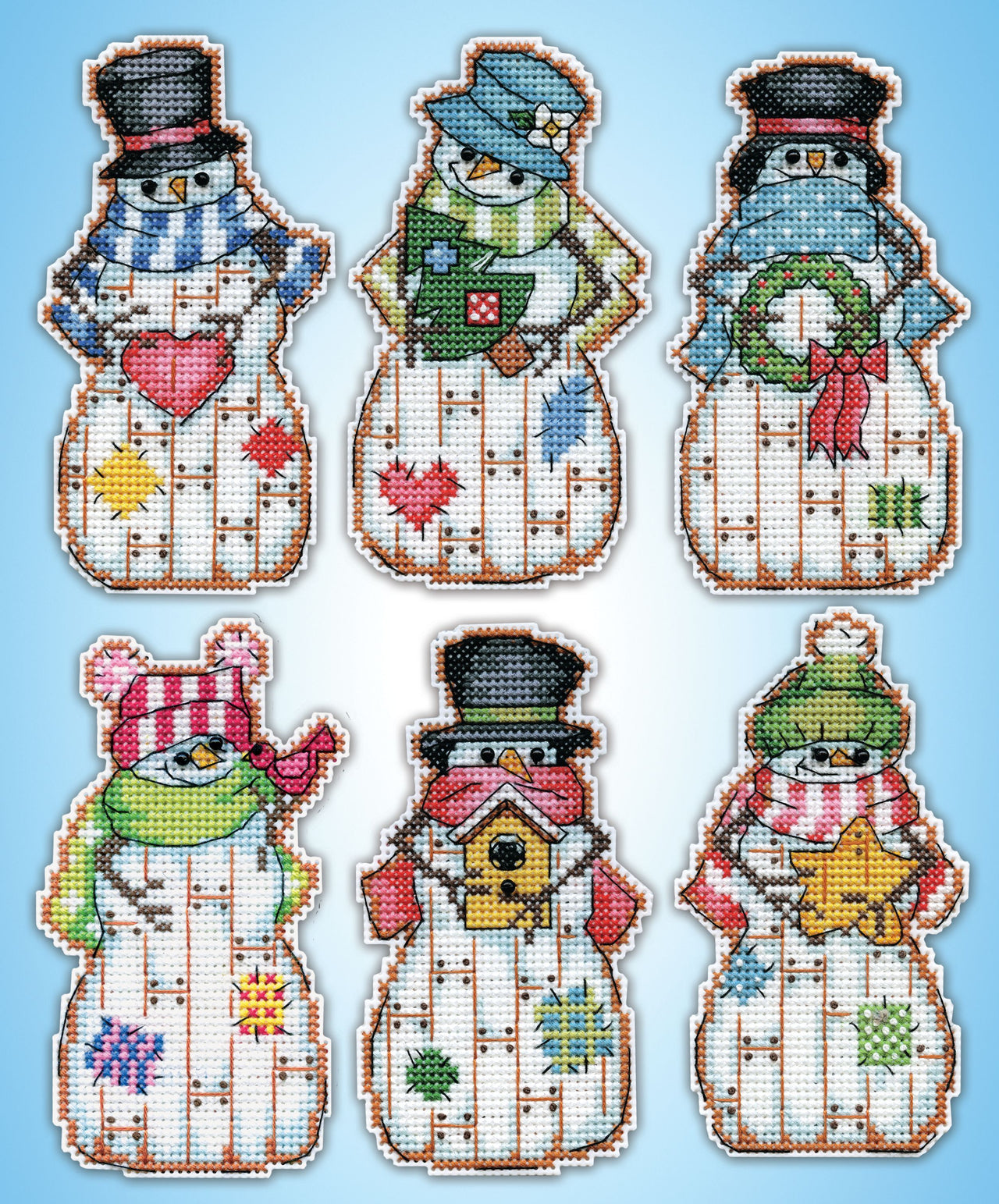 Design Works Country Snowmen Ornaments Counted Cross Stitch Kit