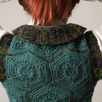 Manyko Vest Crochet PATTERN + video tutorial - Granny Hexagon Gilet with V-Neck and zigzag waistline, UK terms