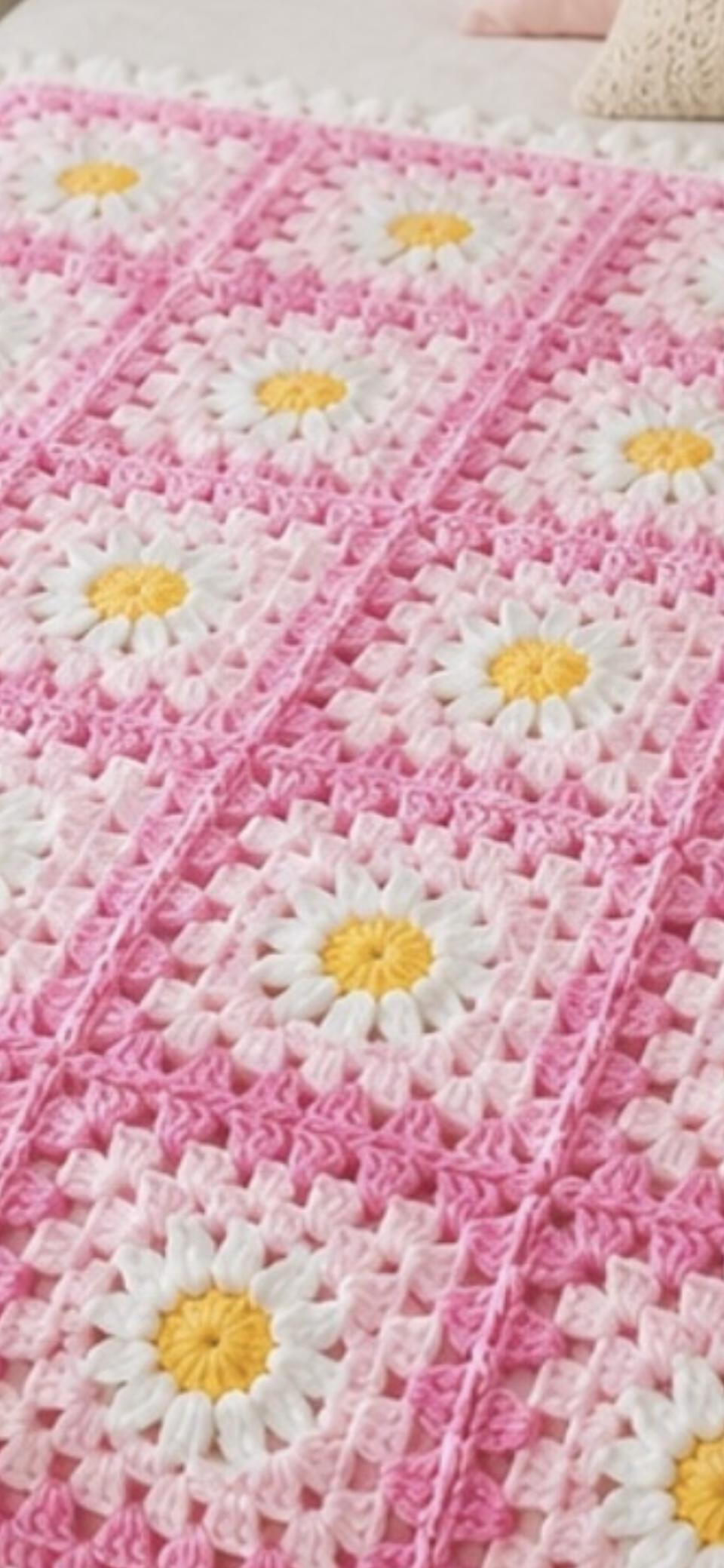 Spring Daisy Crochet Blanket