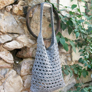 Grey crochet hobo bag