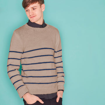 "Breton Mens Jumper" - Free Jumper Knitting Pattern in Paintbox Yarns Simply Aran