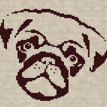 Pug Head Silhouette Knitting Chart or Tapestry Crochet