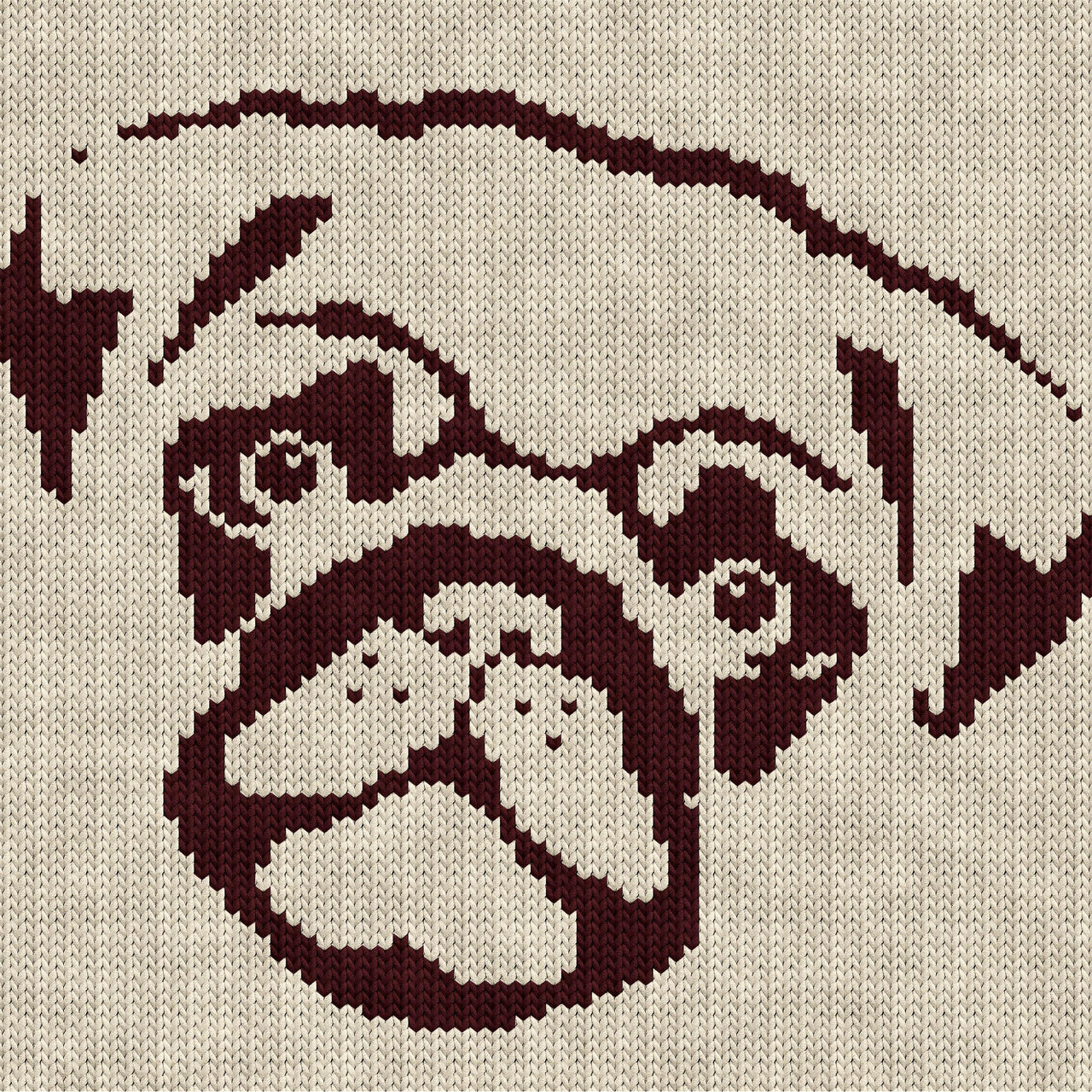 Pug Head Silhouette Knitting Chart or Tapestry Crochet