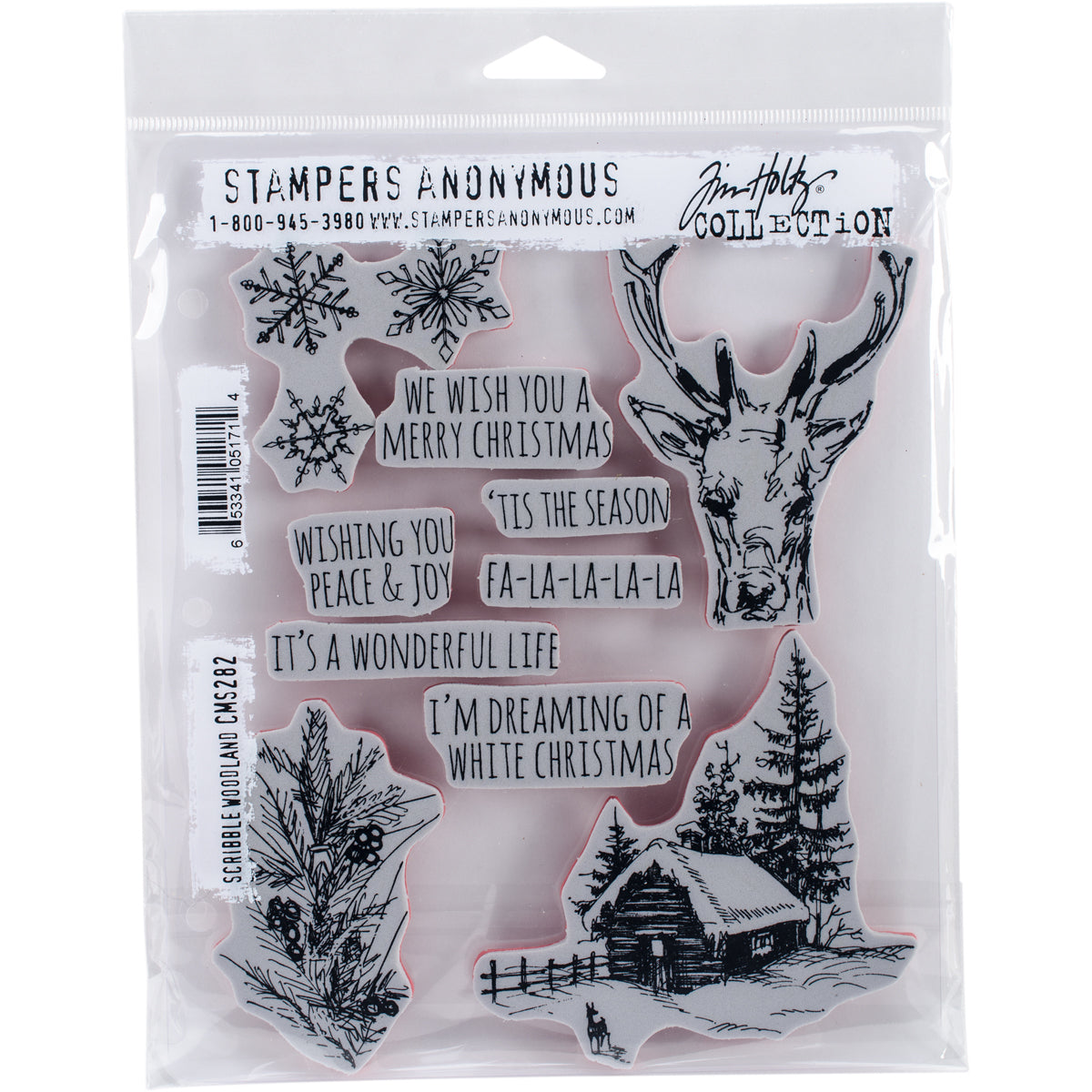 Stampers Anonymous Tim Holtz Cling Stamps 7"X8.5" - Scribble Woodland