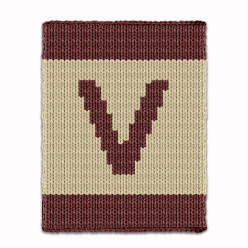 Initial Letter V Knitting Pattern Knit Chunky Blanket Color work duvet