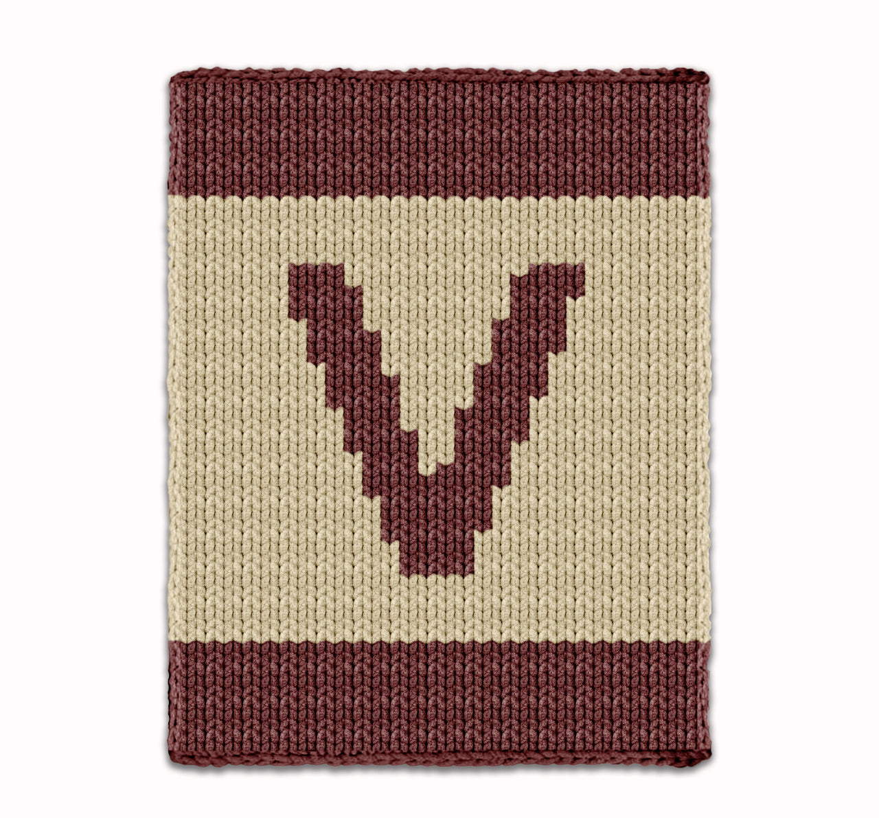 Initial Letter V Knitting Pattern Knit Chunky Blanket Color work duvet
