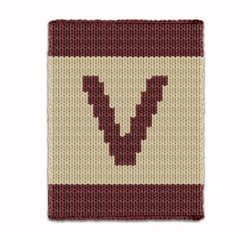 Initial Letter V Knitting Pattern Knit Chunky Blanket Color work duvet
