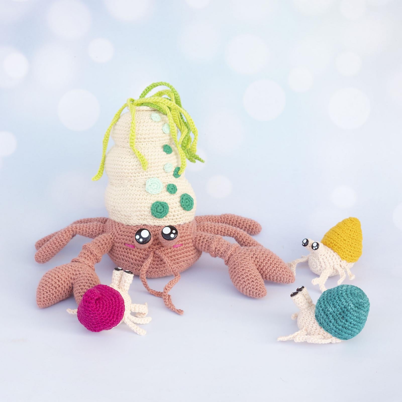 Hermit crab mom and her babies