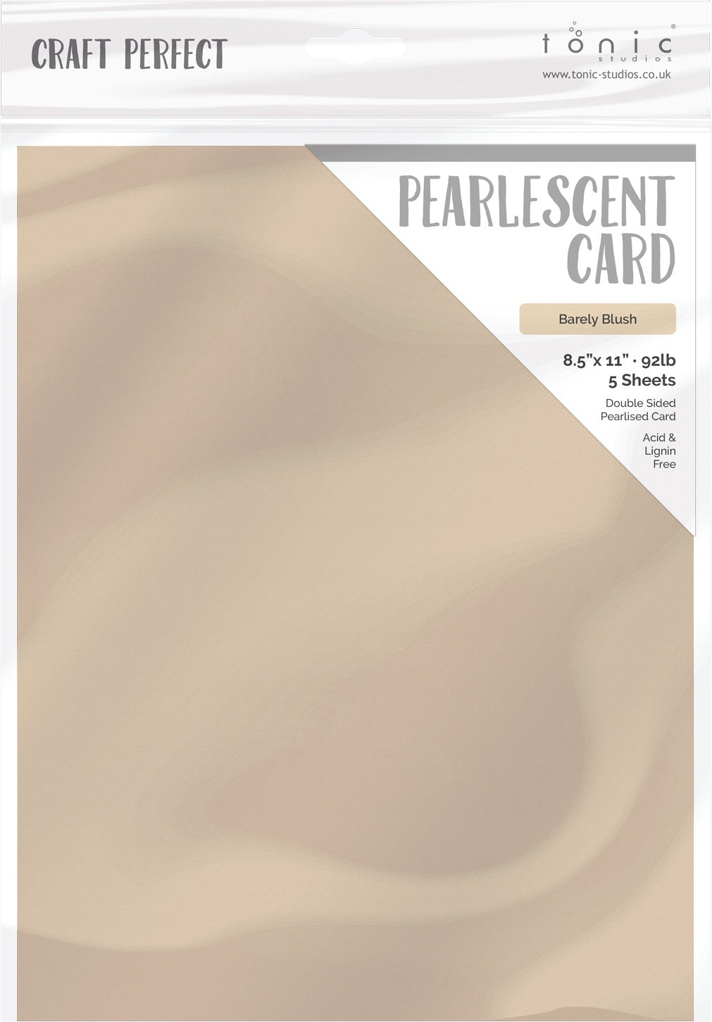 Tonic Studios Craft Perfect Pearlescent Cardstock 8.5"X11" 5/Pkg - Barely Blush