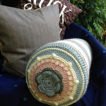 'Lean On Me' Crochet Round Cushion/Bolster